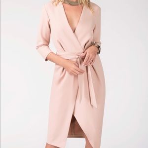 Nude Pencil Wrap Dress - Closet London